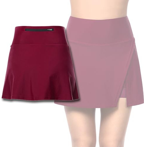 Damen-Fahrradrock mit 3D-Gel-gepolsterten Shorts Mädchen winddicht hoch taillierter Fahrrad-Skort schnell trocknend atmungsaktiv integrierte Fahrrad-Shorts für MTB Fitnessstudio Golf Laufen,Red-XXL