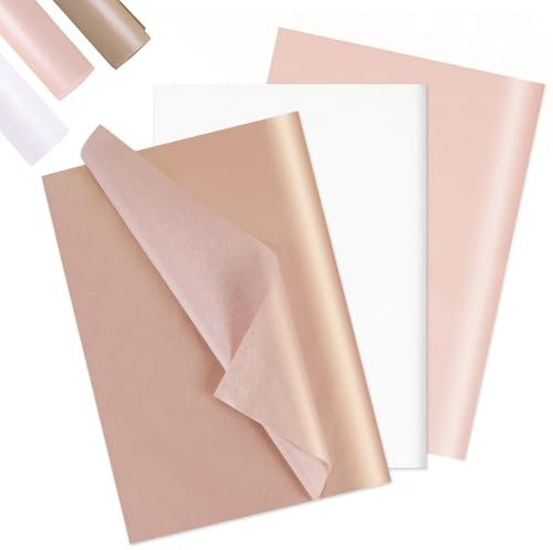 Papier de Soie Emballage Métallique Brillant, 30 Feuilles Papier Soie pour Fête des Mères, Papiers Cadeau, Rose Nacré Fille pour Sac Cadeau et Emballage Cadeau, 50x70cm