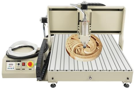 Fresatrice a 4 assi, 1500 W, USB, router VFD Engraver 6090, per artigianato in legno, metallo, lavorazione acrilica (X,Y, Z, area di lavoro: 900(Y)*600(X)*140 mm(Z))