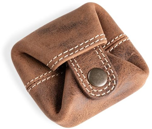 Berliner Bags Vintage Kleingeldbörse Lena M, Kleine Geldbörse aus Leder, Mini Münzbörse Portemonnaie für Damen und Herren - Braun