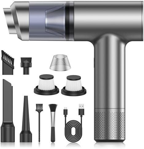 Quilted Northern Handstaubsauger, 15000Pa Akku Handstaubsauger USB-C Wiederaufladbarer, Mini Staubsauger mit Bürstenlosem Motor, Handstaubsauger Kabelloser Nass und Trocken für Auto und Küche