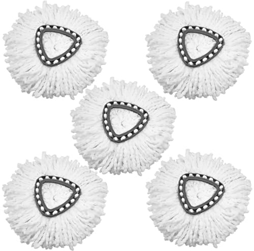 MidGard Wischmopp Ersatzmopp Ersatz-Mopp kompatibel mit Vileda Turbo 2in1 EasyWring&Clean, Ersatzkopf aus Mikrofaser für auch empfindlichen Boden 5 Stück Weiß