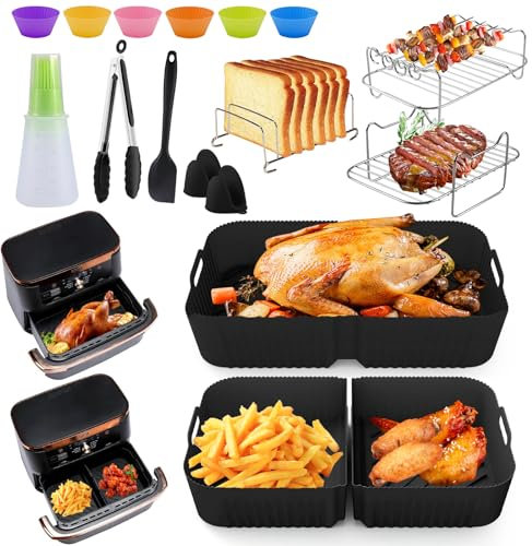 Accessoire Air Fryer, Moule Silicone Air Fryer, Ninja Air Fryer Accessoires avec Grille Air Fryer, Moule à gâteau, Bouteille d'huile en silicone