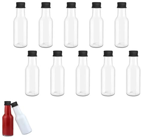 18 Stück 50ML Kunststoff Saftflaschen Kleine Likörflaschen Fläschchen Mini Flaschen Wiederverwendbar Befüllen Schnapsflaschen für Hochzeiten Party