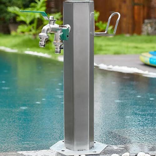 Fontaine à colonne en acier, Colonne D'eau Extérieure en Acier Inoxydable, Colonne a Eau de Jardin Verticale Robinet Sortie D'eau, Robinet Antigel Extérieur, Fontaine Montée au Sol