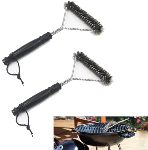 YQBFTC 2 Pcs BBQ Cleaner Brush,Barbecue Cleaning Wire Tool Kit,Stainless Steel Grill Brushes,Duty Stainless Steel Bristles BBQ Oven Cleaner Wire Brush for All Types Of Grills(Black)