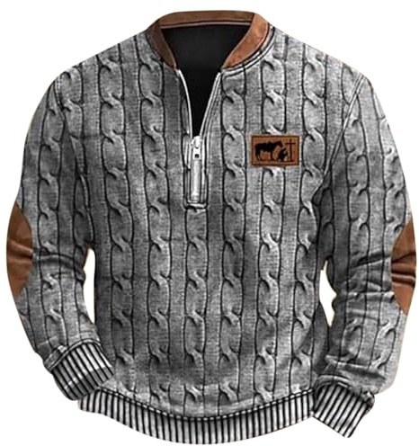 Generisch Pull Hommes Mode Hommes Grande Taille Décontracté Impression Numérique 3D Pull Tricoté Tissu Demi-Fermeture Éclair Col Rond Pull à Capuche Hommes Sweatshirts Robe