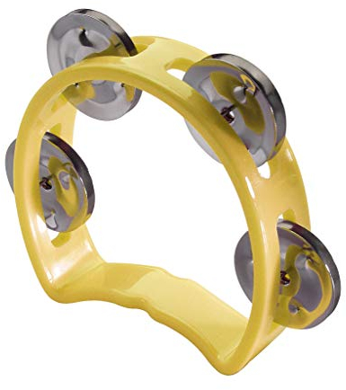 Mini-Schellenring- Tambourine Halbmond, 4 Schellen, Gelb