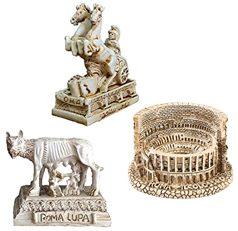 Kocris Casa Antica Roma Acquario Decorazioni Serbatoio di Pesci Decor (Set di 3) Colosseo Guerriero Statua Scultura Rettile Tartaruga Lucertola Serbatoi Ragno Terrario Ornamento Pet