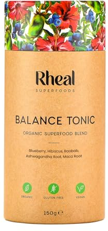 Rheal Balance Tonic, 150g (30 Servings), Organic Women’s Health & Cycle Support Powder with 500mg KSM-66® Ashwagandha, Adaptogenic Superfood Blend for Stress Relief & Hormonal Balance