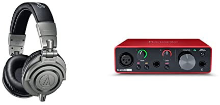 Audio Technica ATH-M50XGM Professional Monitor Headphones, Metal & Focusrite Scarlett Solo 3rd Gen USB Audio Interface, for the Guitarist, Vocalist, Podcaster or Producer, Studio Quality Sound