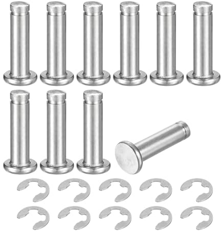 uxcell Set di 10 anelli di posizionamento per albero cilindrico M6 x 22 mm, in acciaio inossidabile 304, perno di posizionamento cilindrico a testa piatta con anello di fissaggio con clip E, argento