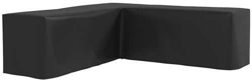 Outsunny L-Shaped Garden Furniture Cover with PU Coating, 420D Oxford Fabric Rattan Corner Sofa Cover, Waterproof Anti-UV Dustproof Windproof, Black, 250 x 250 x 79cm