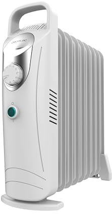 Cecotec Radiador Eléctrico de Aceite Bajo Consumo 9 Módulos ReadyWarm 900 Space White. 1000W, Uso Sencillo, Mango para Transporte, Sistema de Seguridad, Ideal para 15 m², Blanco