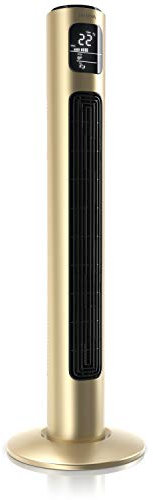 Brandson - Turmventilator mit Fernbedienung - Preisträger 2025 - Oszilation 60° - Standventilator - mobiler Lüfter - Säulenventilator - 96 cm - Ventilator 3 Geschwindigkeitsstufen - GS - Champagne