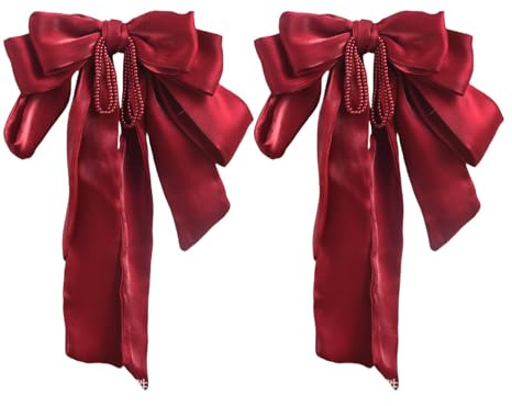 Paquete de 2 alzapaños de cortina elegantes con lazo grande para ventanas, bodas, fiestas, hogar, dormitorio, decoración