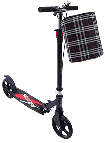 MEELRYD Scooter für Erwachsene & Jugendliche, Höhenverstellbarer Klapproller mit Korb, Tretroller Erwachsene luftreifen mit Handbremse und Fußbremse, bis zu 150kg, ideal Wahl für Pendler und Reisende