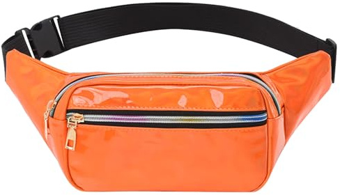 Riñonera para mujer y hombre, elegante riñonera con cinturón ajustable, riñonera de agua para correr, ciclismo, viajes, color negro (naranja, talla única)