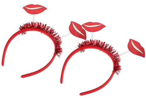 DECORNIJIA Diadema para Fiesta Labios Rojos 2 Piezas, Accesorio Cabello Femenino, Decoración para San Valentín y Bodas, Adorno de Cabeza para Carnaval y Fiestas