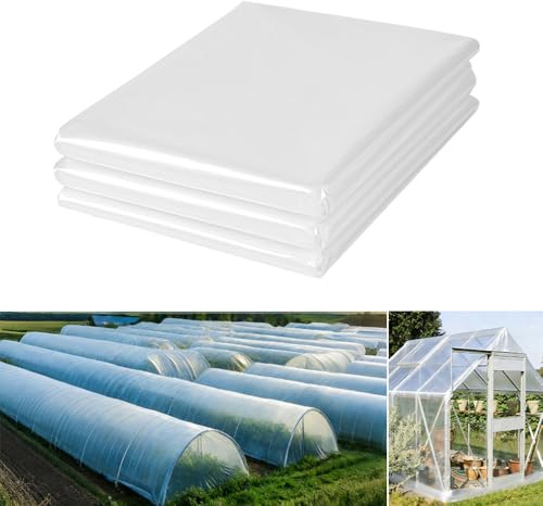 HuaMuDM 3 x 6M Polyethylenfolie Transparent Gewächshausfolie,Tunnelfolie