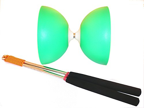 Henrys Circus Diabolo Grün mit ULK2 Weiss + Alustäbe