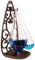 Esschert Design Glasbarometer, Wetteranzeiger mit Gusseisenhalterung, Wandhalterung und blauer Flüssigkeit, ca. 14 cm x 12 cm x 28 cm