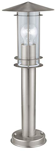 EGLO Außen-Wegelampe Lisio, 1 flammige Außenleuchte, Wegeleuchte aus Edelstahl in Silber und Glas in Transparent, E27 Fassung, IP44