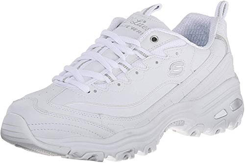 Skechers Women's D'Lites Biggest Fan Sneaker , White Silver, 6 UK