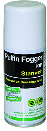 STANGEST Pulfin Fogger | Insecticida de Descarga Total | Larvicida y Ovicida | Acaba con Pulgas, Garrapatas, Cucarachas y Otros Insectos | Aerosol de Entorno Doméstico | 150 ml