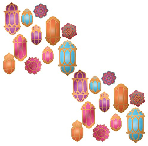 Beistle 22 Piece Colorful Paper Lantern And Mandala Cut Outs Arabian Nights Theme Party Decorations Supplies