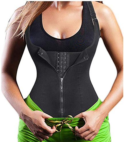 Gotoly Damen Unterbrust Korsett Figurformend Bauchweg Body Shape Tank-Top Stark Formend Körperformer Mieder Verstellbar Oberteil Shapewear (M, Schwarz)