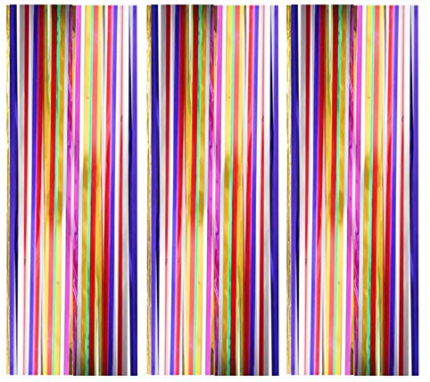 AILEXI 3 Stück Vorhänge, metallisch, glitzernd, Blätter, Fransen, für Tür, Fenster, Dekoration, für Geburtstag, Hochzeitszubehör, 3,2 m x 6,6 m (1 m x 2 m) – Mehrfarbig