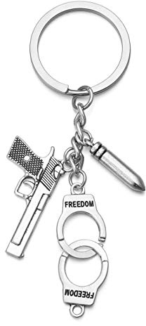 Jovivi Waffe Handschellen Patrone Schlüsselanhänger Legierung Schlüsselring Keychain Polizei Geschenk