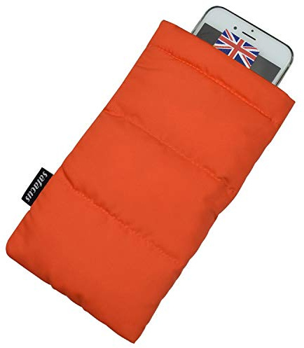 SAFACUS Thermal Phone Case for Outdoor Camping Beach Skiing - Prevents Freezing & Overheating, Extends Battery Life, Drop Proof, for Smart Phone Pouch Cover Bags (Orange)