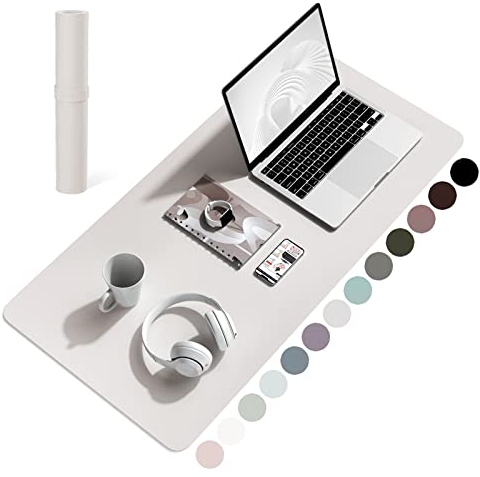 YSAGi Schreibtischunterlage, Mauspad mit Leder und Rutchfeste Wildleder, Multifunktionales Office Mousepad Laptop Schreibunterlage, Tisch-Schutz Unterlage für Büro/Home-Office (Grau, 80x40cm)