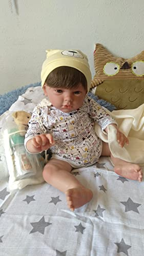 Bebé Reborn Cristhian,Tacto de Silicona,Mucha Movilidad,sensación Real al tomarlo en Brazos,rojeces,52cm y 2,3kg.Pelo tupido,Medidas proporcionadas.