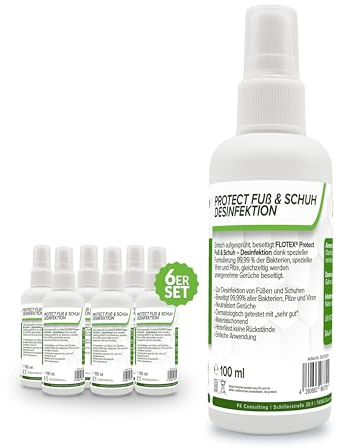 Flotex® - Schuh Desinfektionsspray 6x100ml | schnelle & wirksame Schuhdesinfektion | Geruchsentferner für Schuhe | Schütz vor Fußpilz |Protect Fuß & Schuh Desinfektion