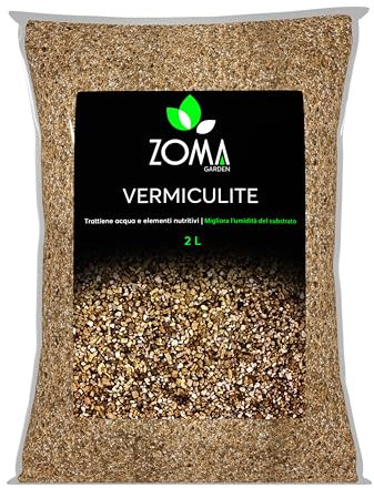 ZOMA Vermiculite per Piante, Minerale Naturale espanso per giardinaggio,Vermiculite espansa Substrato di Aerazione e Contenitore Idrico senza Metalli Pesanti, Migliora la Struttura del Suolo (2L)