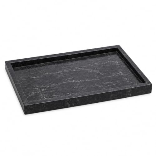 EHC Marble Cosmetic Tray, Bathroom Vanity Tray, Black, 30x20x2.5cm | Marble Tray, Bathroom Tray for Countertop Organizer, Home Decor Trays, Cosmetics Countertop Organiser