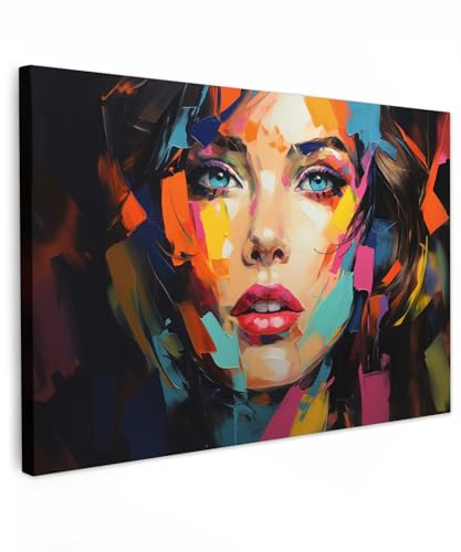 MuchoWow© Impression sur Toile Decoration Murale Peinture 120x80 cm Tableaux Decoratifs Muraux Déco Chambre Tableau Salon Femme - Art - Abstrait - Portrait