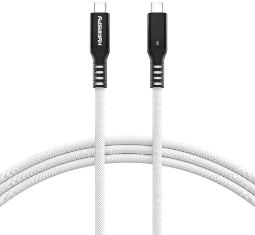 Cable Thunderbolt 5 de 80 Gbps [certificado Intel] Cable USB C a USB C de 6.5 pies, cable de carga de 240 W (5 A), cable trenzado tipo C compatible con pantalla dual de 16K/8K/4K, USB4, SSD, eGPU, Mac
