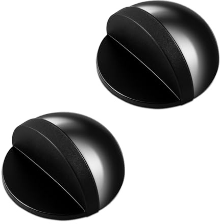 Classicseali 2PCS Adhesive Door Stop,Floor Door Stopper Self Adhesive,Punch-Free Anti-Collision, Stainless Steel Hemispherical No Drill Doors Stopper, Suitable for Living Room, Bedroom, Office, Black