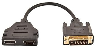 DUOBAGMA DVI zu HDMI Adapter, DVI-D (24+1) Stecker auf 2X HDMI Buchse 19-poliges Splitter-Adapter HDMI-Kabel, High Speed Adapterkabel für HDTV, Full HD 1080P, TV, Beamer, PC