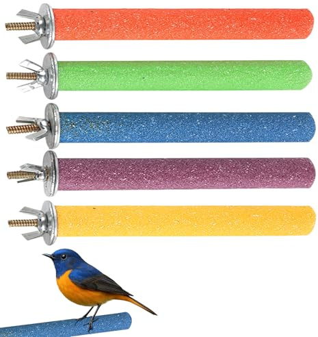5 Pcs Budgie Perches for Cage, Bird Cage Habitat Toy, Natural Claw Grinding Stick, Suitable for Small Parrots, Long Tailed Parrots, and Cockatoos Chewing Sticks