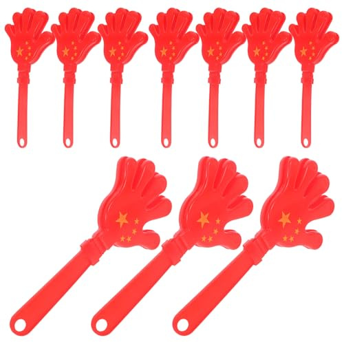 Toddmomy 10Pcs 28Cm Red Flag Hand Clappers Party Noisemakers Cheering Props for National Day Festival Sporting Events