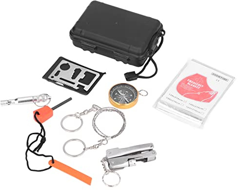 KUIDAMOS Kit di Strumenti di Sopravvivenza Portatile con Scatola di Emergenza per Auto, Casa, Viaggi, Campeggio, Ufficio, Sport, con Ampio Spazio di Archiviazione