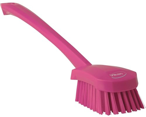 Vikan 41861 Washing Brush with long handle, 415 mm, Hard, Pink