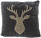 Dekoleidenschaft Kissenhülle “Country Charme” mit Motiv Hirsch, 45 x 45 cm, grau/blau, Kissenbezug in Tweed Optik, Zierkissen-Bezug, Sofakissen-Hülle