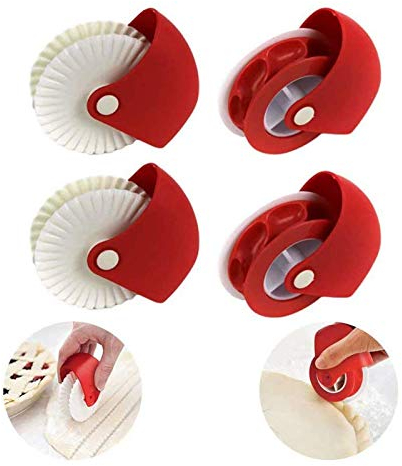 WENTS Cortador Pizza 4PCS Pastelería Rueda Pintor Cortador, Rueda de Plástico Rodillo Tarta Decoración Mejor Comedor Ayudante para Base de Tarta Pasta Hojaldre Pastelería Fondant