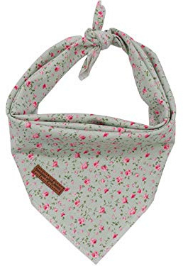 Unique style paws Dog Bandanas 1PC Washable Bibs Scarf, Pet Dog Kerchief, Cotton Triangle Dog Scarfs for Small Medium Large Girl or Boy Dogs and Cats Green Flower